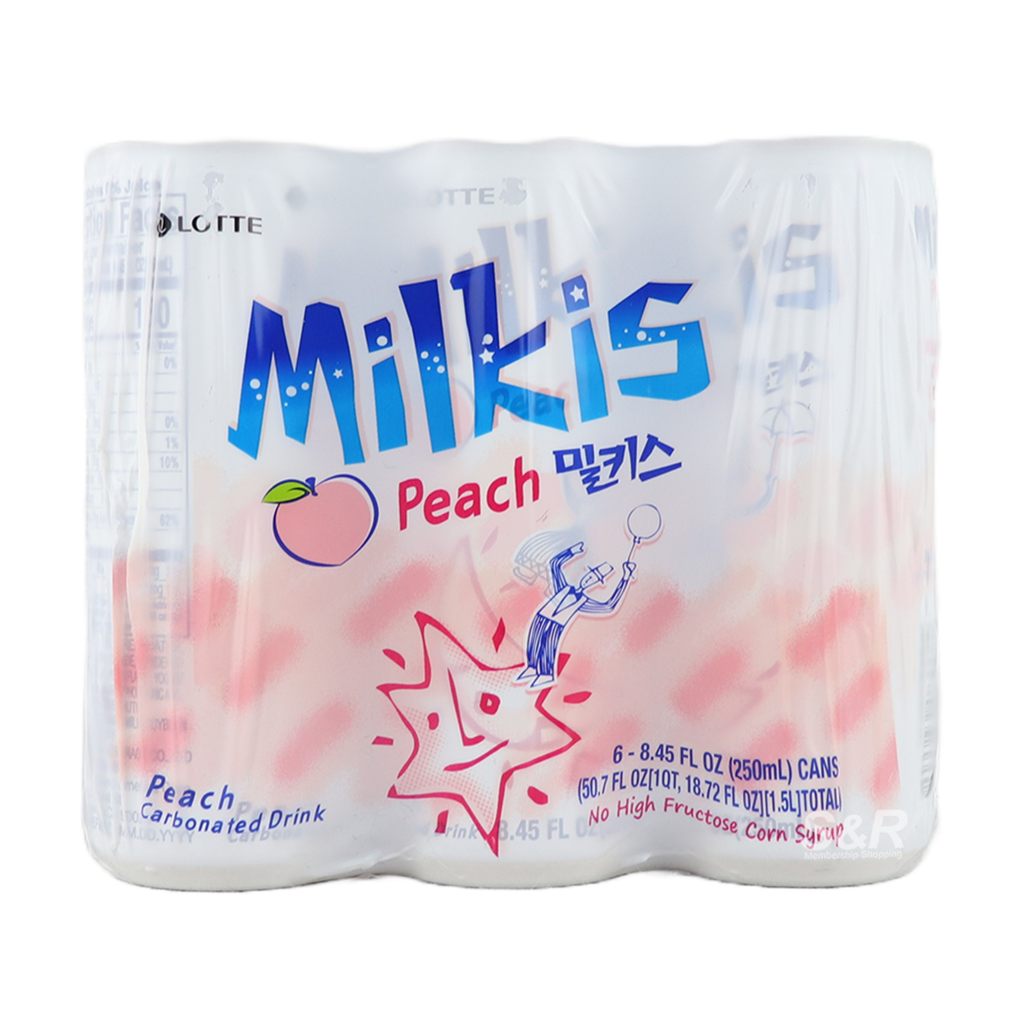Lotte Milkis Peach Carbonated Drink (250mL x 6pcs)